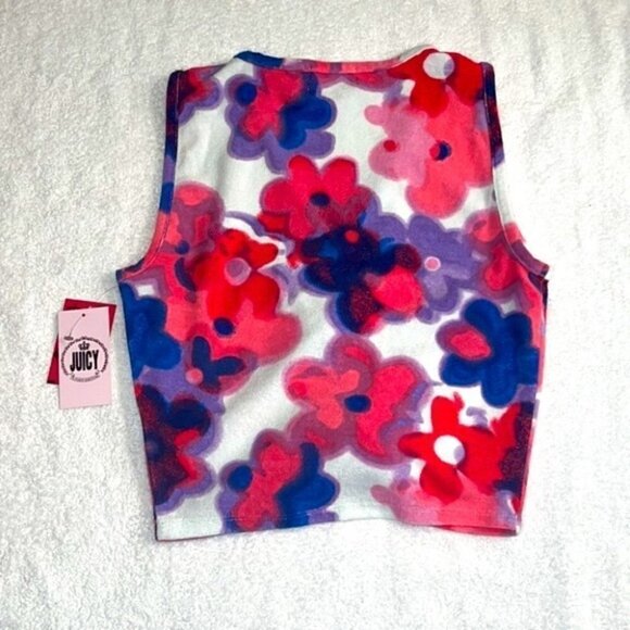 juicy Couture tie dye all over floral tie up sleeveless top size small - Picture 7 of 10